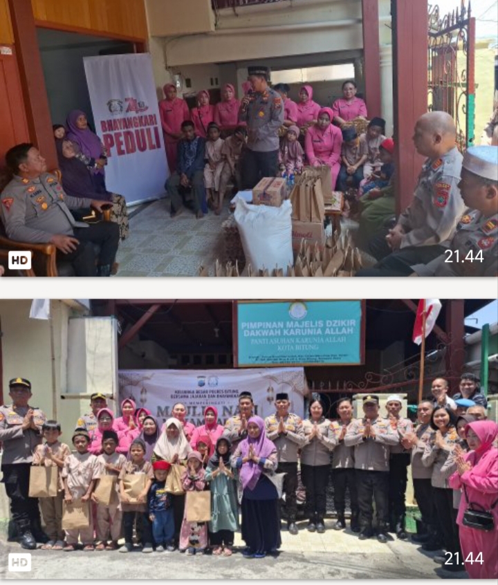 Polres Bitung Tebar Kepedulian di Momen Maulid Nabi, Kapolres dan Bhayangkari Sambangi Panti Asuhan Karunia Allah