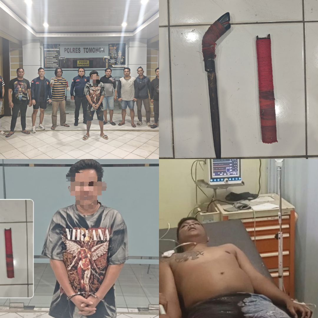 POLRES TOMOHON AMANKAN PELAKU PENGANIAYAAN MENGGUNAKAN SENJATA TAJAM